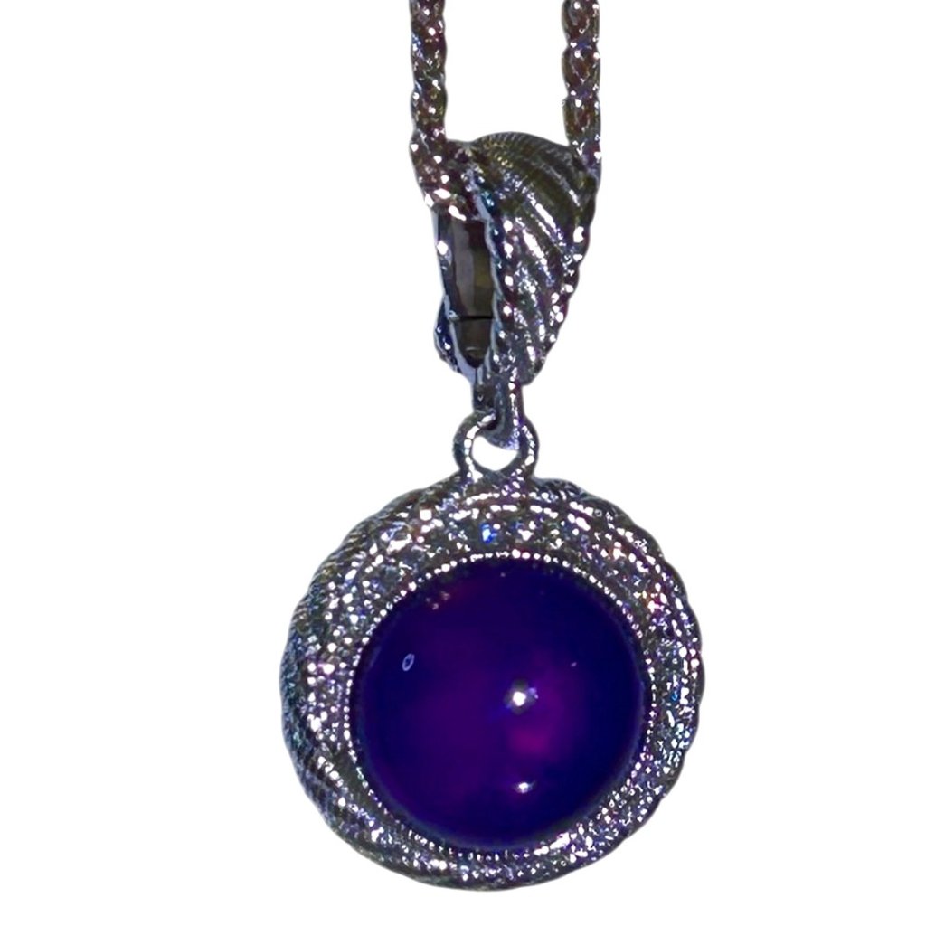 Judith Ripka Sterling Silver Amethyst Pendant And Italy Chain February Birthday